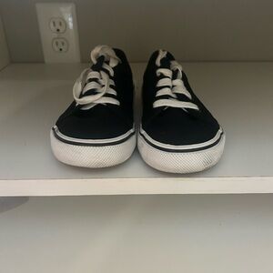 Wonder Nation Black and White Sneakers with Canvas Upper
